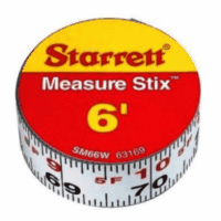 SM44W Measure stix- steel measure tape with adhesive backing 1/2"x4', reading left to right