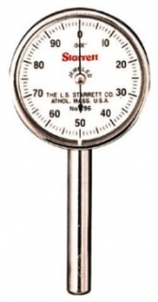 196B6 Starrett Universal Back Plunger Dial Indicator 0-100, antimagnetic with 3 Contact Points