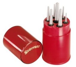 S264WB Starrett Set of 7 Center Punches with Square Shanks in Red Plastic Box