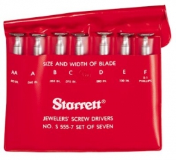 S555Z-7 Starrett Jewelers Screwdriver Set (.025-.100 / 0.6-2.5mm / #0 philips)