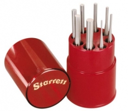 S565WB Starrett Set of 8 drive pin punch set in red round plastic box