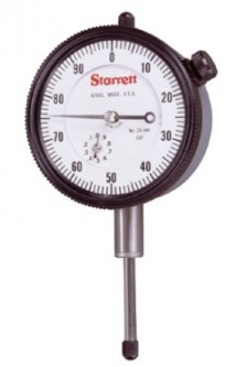 25-441J Starrett Dial Indicator, 0-100 dial reading, .001 grad, .100-1.000 range, 2 1/4 dia dial.
