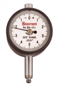 81-111J Starrett Dial Indicator, 0-5-0 dial reading, .0001* grad, .025 range, 1 11/16 dia dial.
