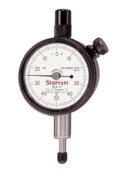 81-141J Starrett Dial Indicator, 0-50-0 dial reading,  .001 grad , .250 range, 1 11/16 dia dial