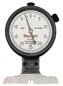 643JZ Starrett Dial Depth Gage, 0-.125* Range, .0005* Grad, 0-25-0 Dial with Case