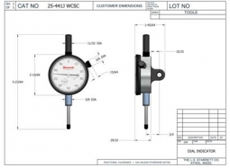 25-441J WCSC Starrett Dial Ind with Case Stem Cap (.001 grad, 0-100 reading)