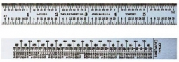 C622R-6 6* Starrett Steel Rule with Decimal Equivalents 3/4* dia x 3/64* thick