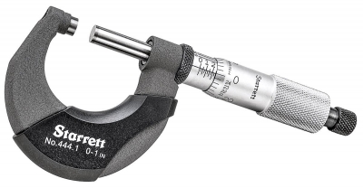 T444.1XRL-1 Starrett 0-1* Outside Micrometer, Carbide, RS, LN