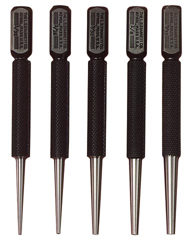 S800PC Starrett Square Head Nail Set, (Set of 5): Manson