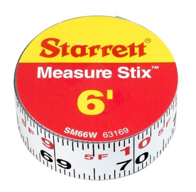 SM46WRL Measure stix- steel measure tape with adhesive backing 1/2x6',  reading right to left: Manson Tool & Supply