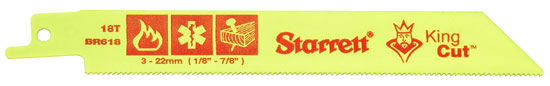 Starrett BR121014-2 Bi-Metal Unique Straight King Cut Fire, Rescue And Demolition Reciprocating Saw Blade, 0.050" Thick, 10-14 TPI, 12" Length X 3/4" Width, Fluorescent Yellow (Pack Of 2 - View #10